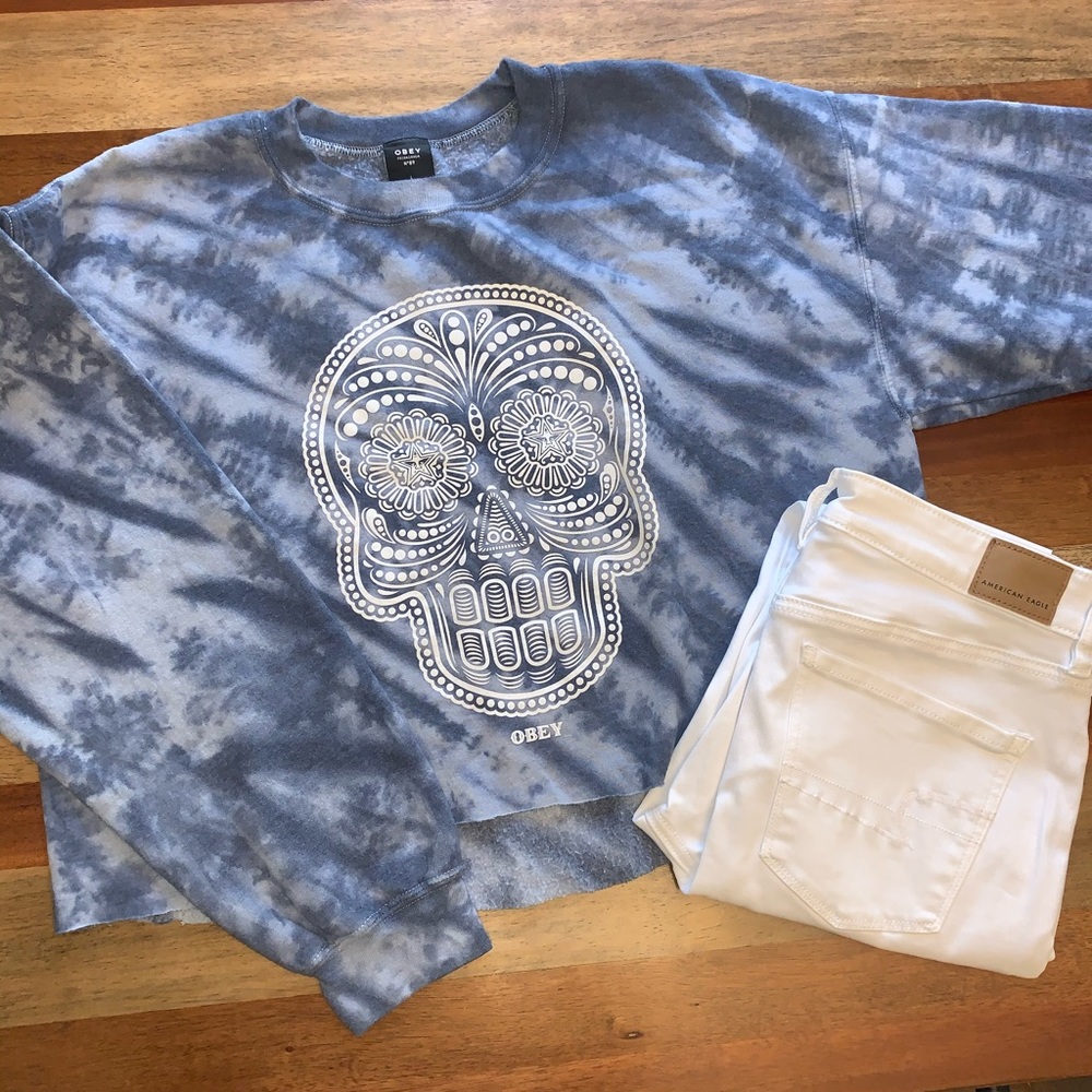 Obey Tye-Dye Cropped Crewneck
